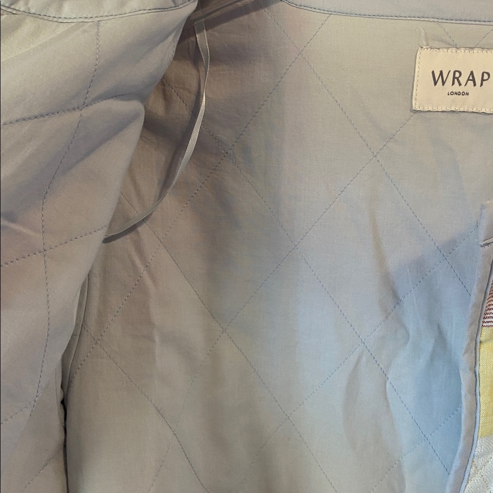 Wrap London Embroidered Plaid Quilted Linen Jacket Size 12 - Picture 6 of 6